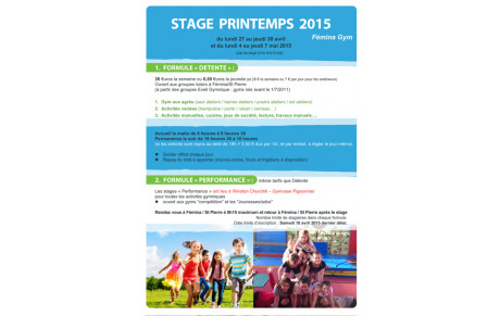 STAGES DE PRINTEMPS 2015